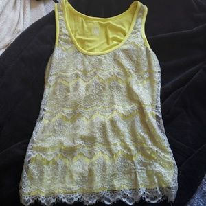 Yellow lace tank